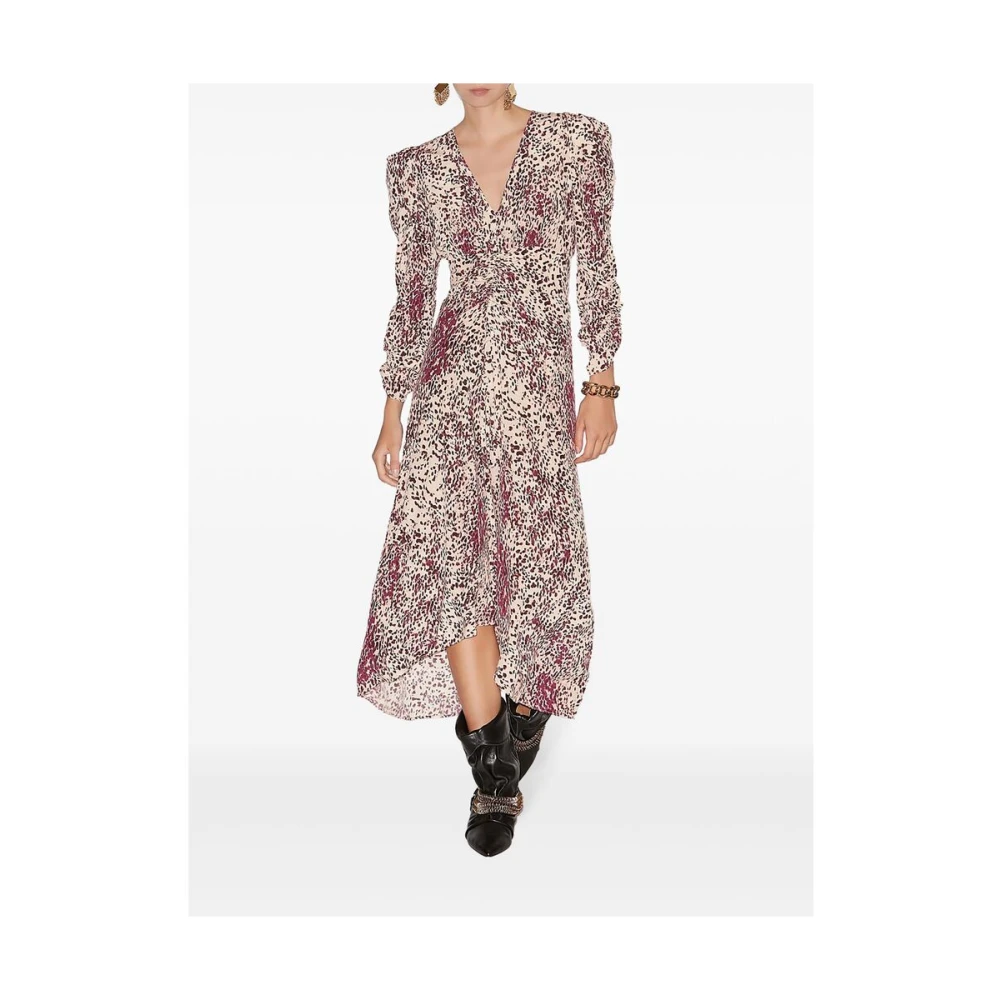 Isabel marant Paarse Abstracte Print V-Hals Jurk Multicolor Dames