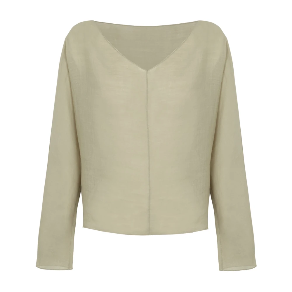 Cortana Yo top in saliegroen ramie Green Dames
