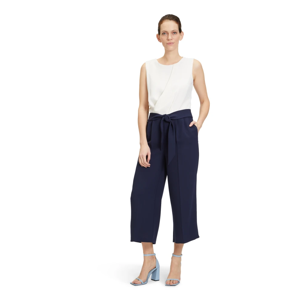 Betty & Co Mouwloze Jumpsuit met Patches Blue Dames