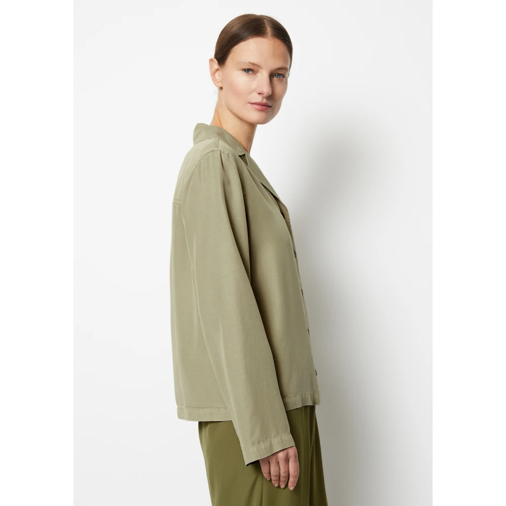 Marc O'Polo Reguliere pyjama-stijl blouse Green Dames