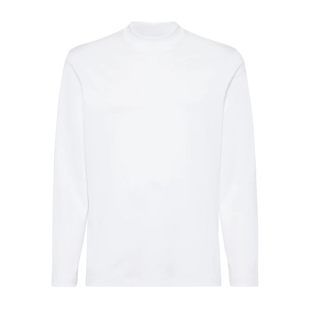 BRUNELLO CUCINELLI Witte Longsleeve Mock Neck Top White Heren