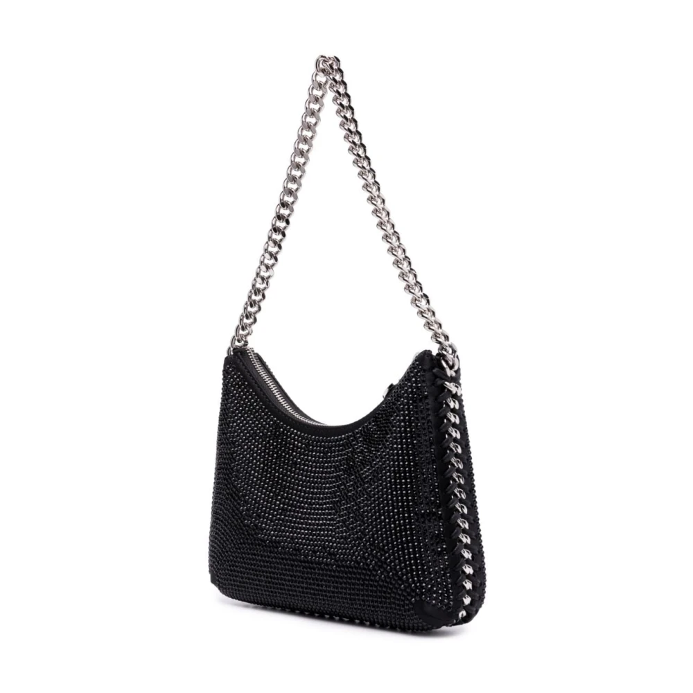 Stella Mccartney Mini Falabella Schoudertas met Rits en Kristallen Black Dames