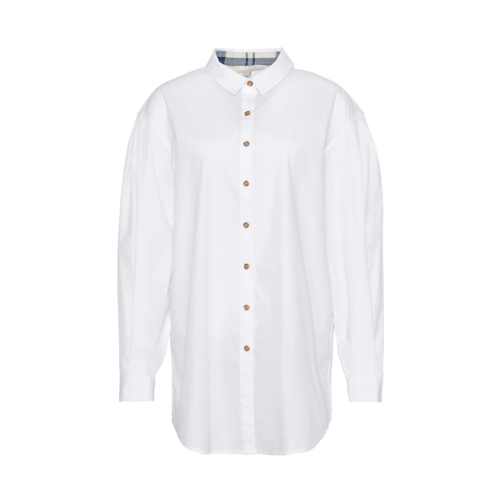 Barbour Oversized Bomull Skjorta White, Dam