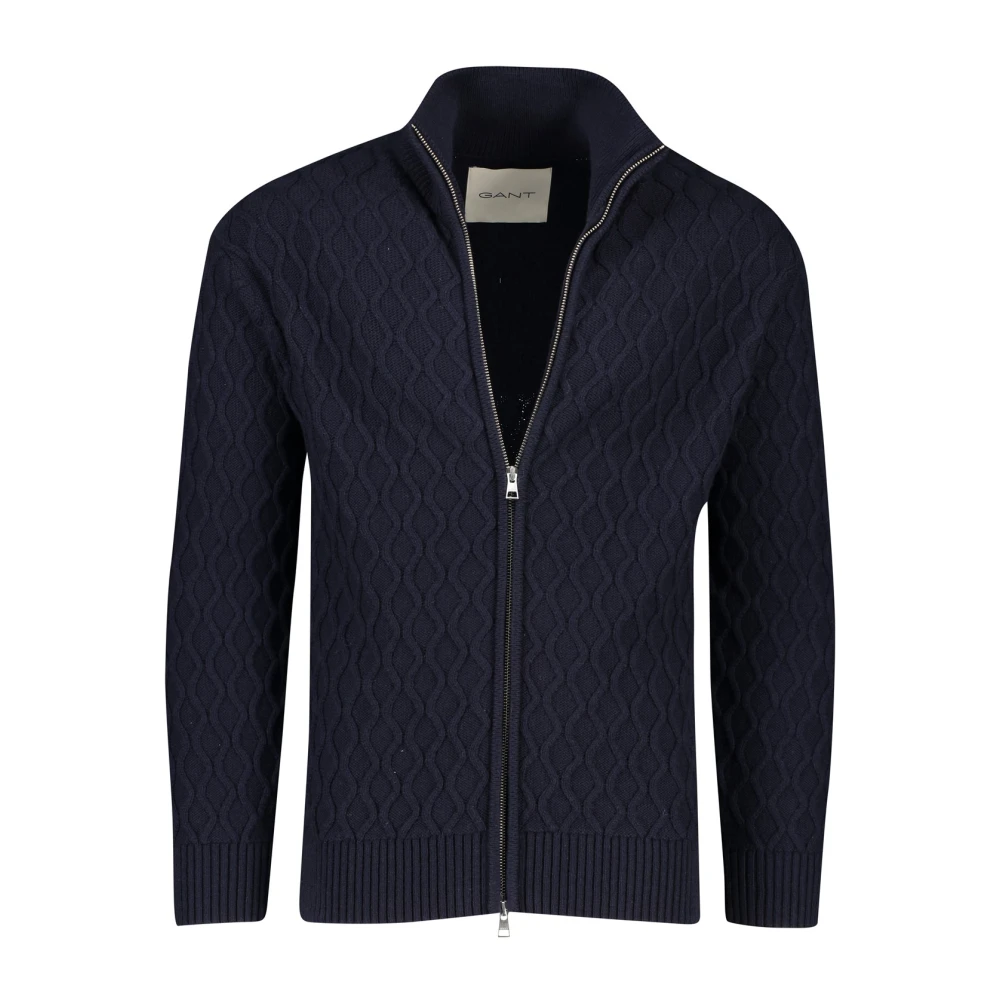 Gant Donkerblauwe Wolblend Vest met Opstaande Kraag Blue Heren