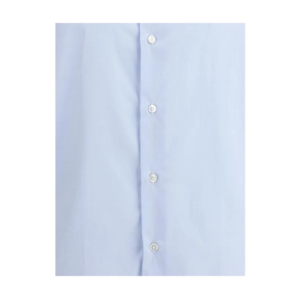 Finamore Lichtblauw Klassieke Kraag Overhemd Blue Heren