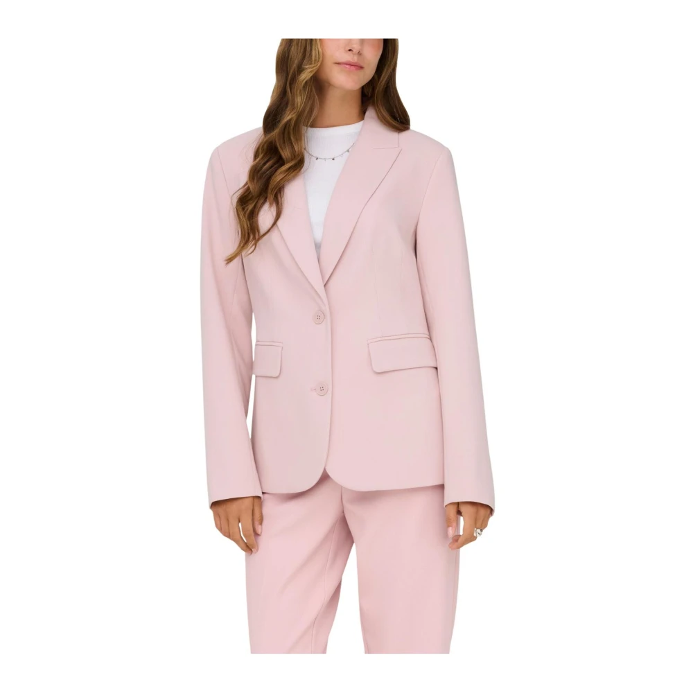 Only Women's Pink Low-Cut V-Neck Lapel Collar Blazer