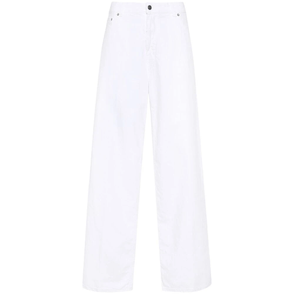 Haikure Witte Katoen-Linnen Blend Denim Wide Leg Jeans White Dames