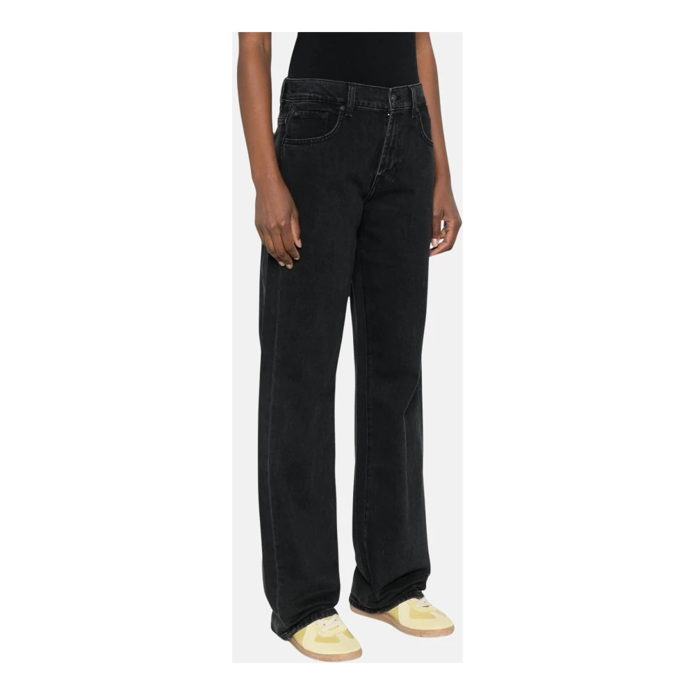 7 For All Mankind Wijde Broek Zomerse Stijl Black Dames