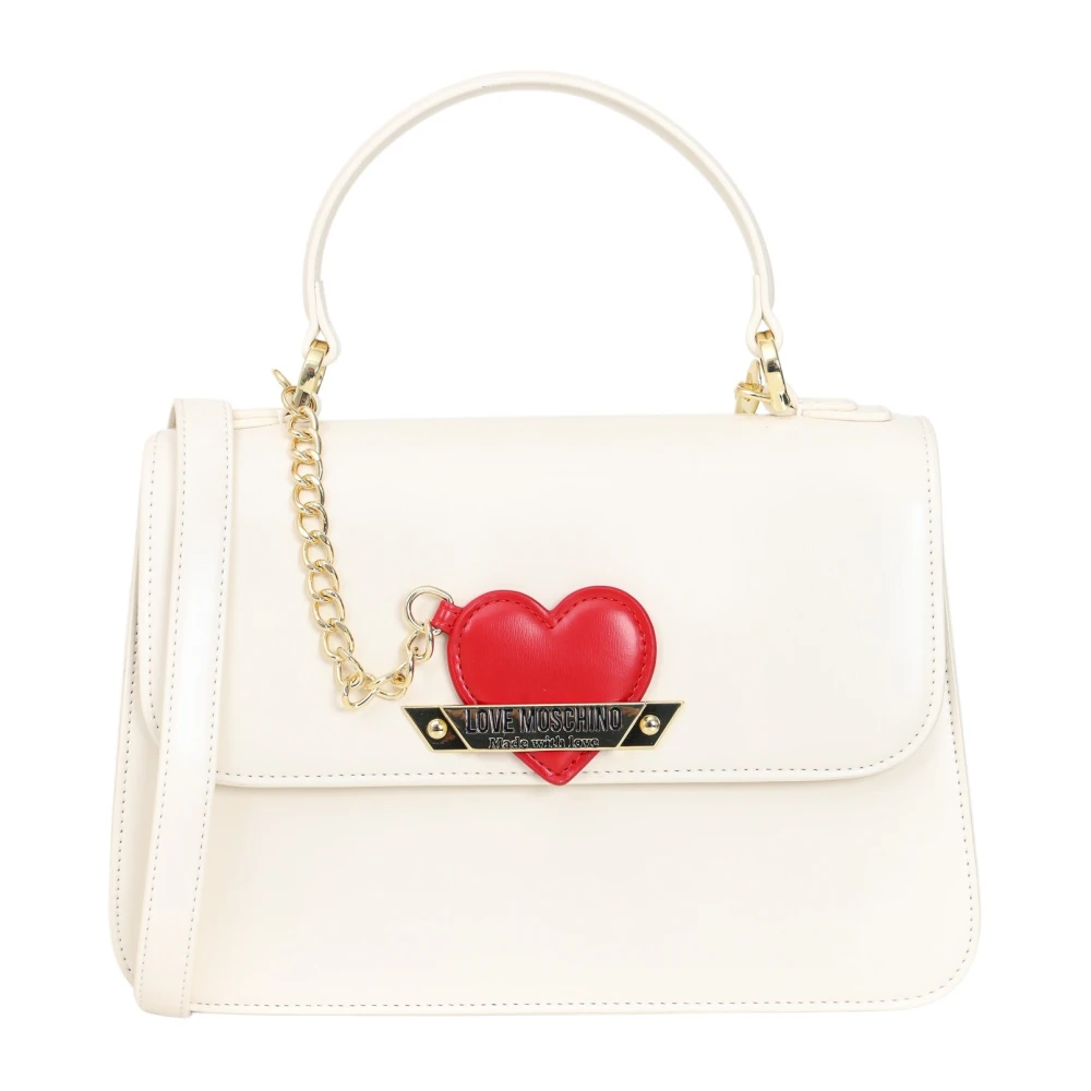 Love Moschino Ivoor Handtas met Hart Bedel Beige Dames
