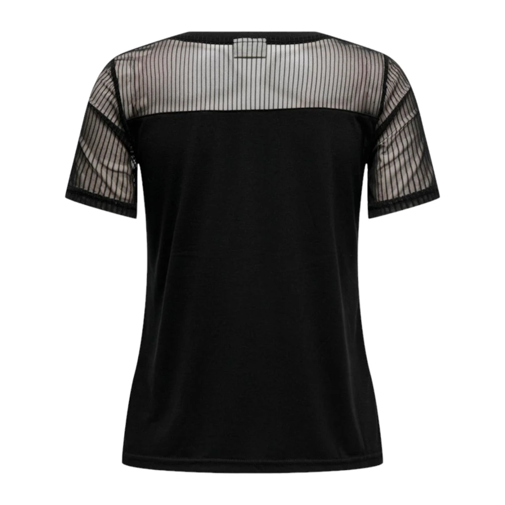 Jacqueline de Yong Gestreepte Mesh Top Herfst Winter Collectie Black Dames
