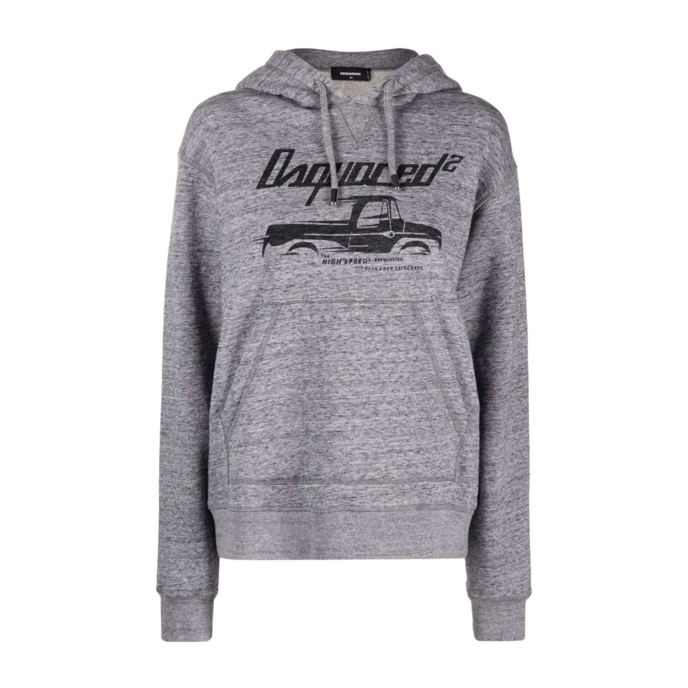 Dsquared2 Truck Print Hoodie Gray Dames