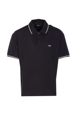 polo-noir-en-coton-a-boutons