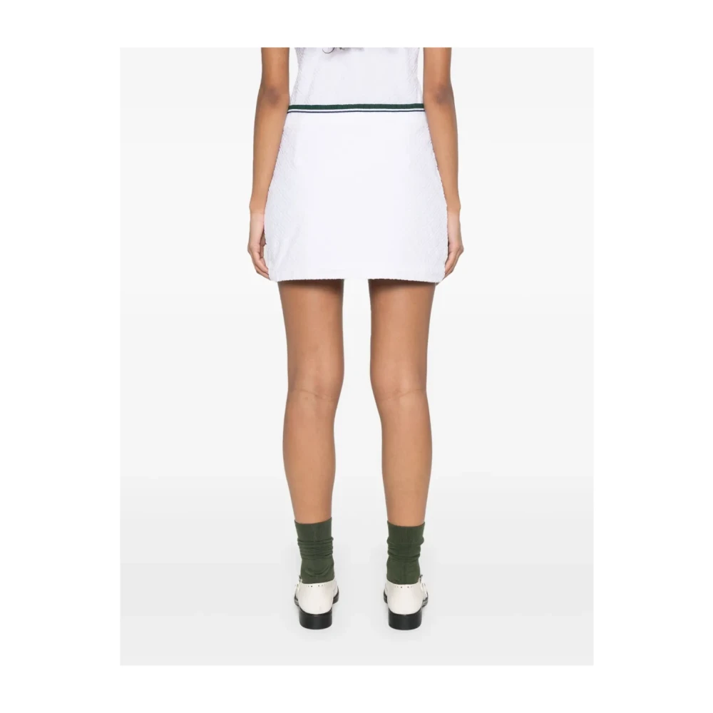 Casablanca Monogram Minirok Wit Geribbelde Elastische Taille White Dames