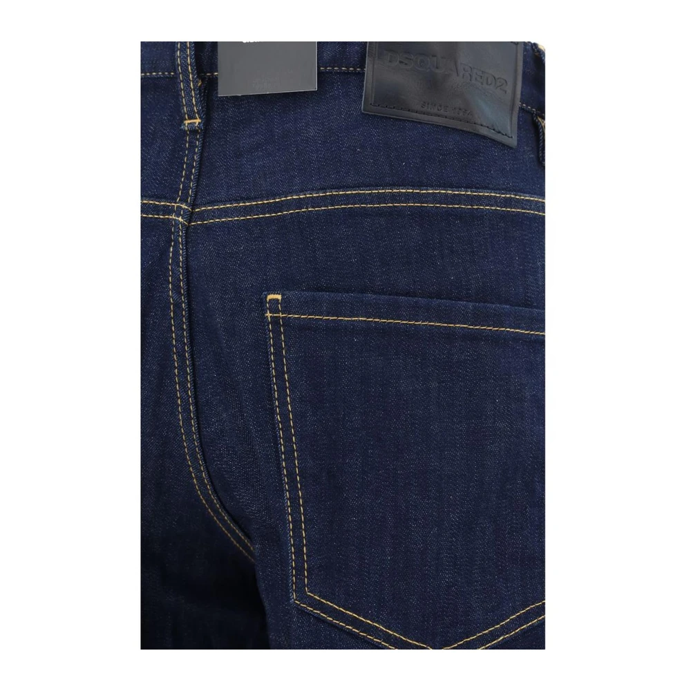 Dsquared2 Leren Patch Straight Fit Jeans Blue Heren