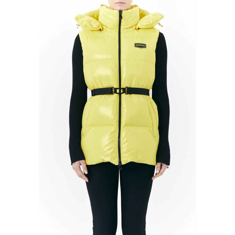 duvetica Lichtgele Mid-Down Vest met Afneembare Capuchon Yellow Dames