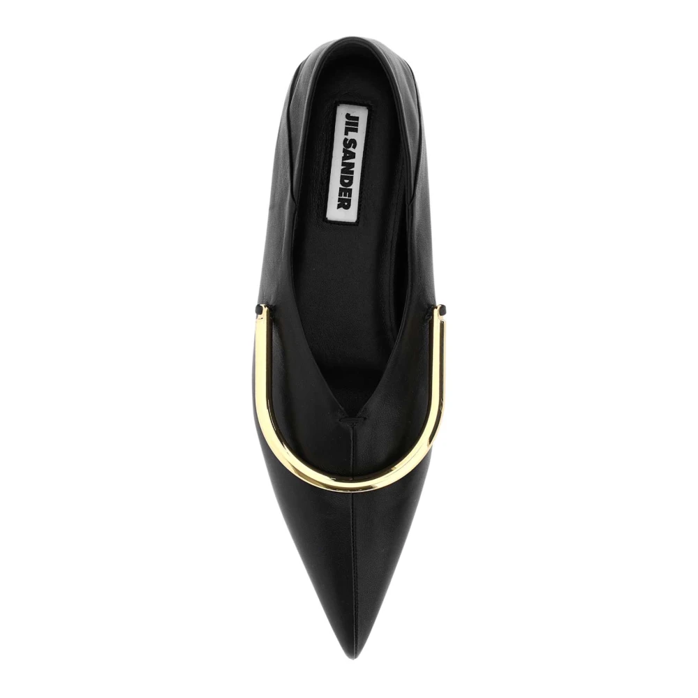 Jil Sander Zwarte Nappa Leren Ballerina`s Black Dames