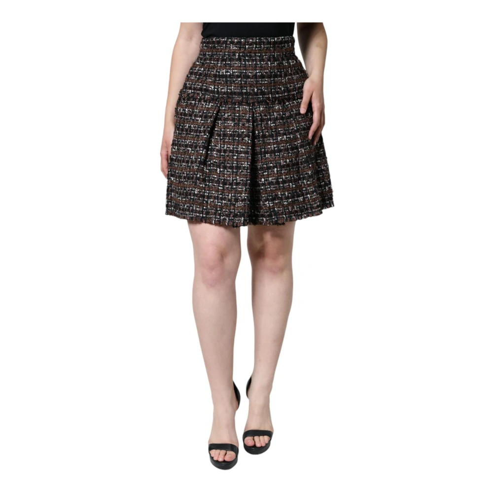 Dolce & Gabbana Women's Multicolor Short Skirts, M, Tartan Tweed A-Line Mini Skirt