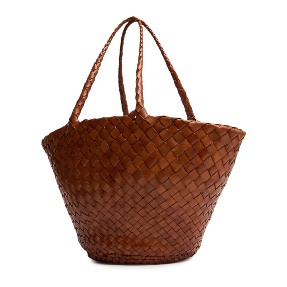 Dragon Diffusion Handgeweven Leren Winkelmand Lichtbruin Brown Dames