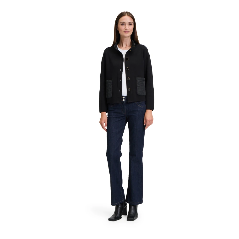 Betty Barclay Casual Gebreid Vest met Opstaande Kraag Black Dames