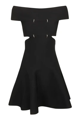 Cut-out Off-Shoulder Flared Mini Dress