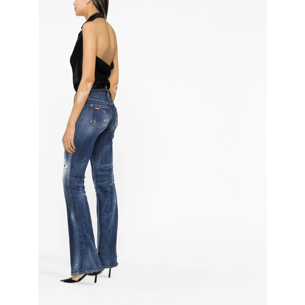 Dsquared2 Uitlopende Versleten Jeans Blue Dames