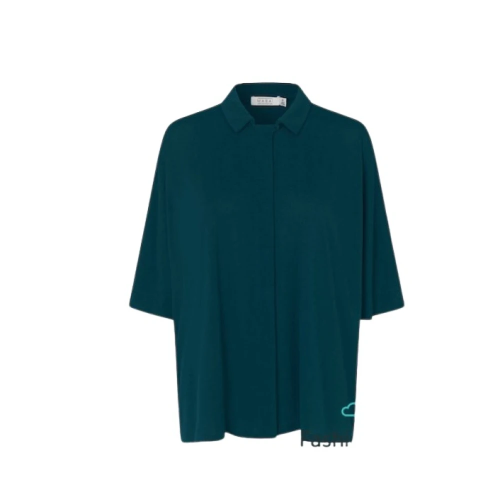 Masai Marine Pique Viscose Polyester Top Blue Dames
