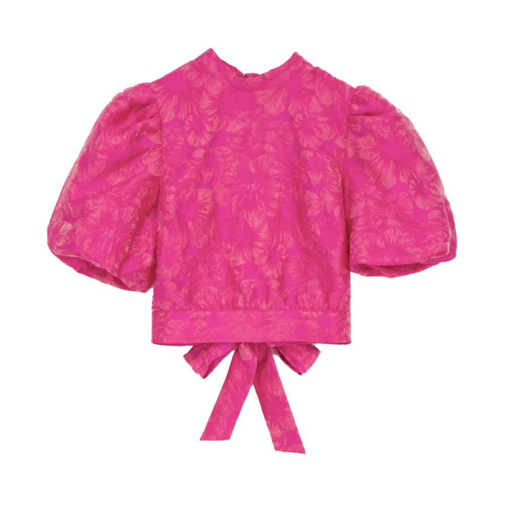 My Jewellery Jacquard Top met Open Rug en Strik Pink Dames