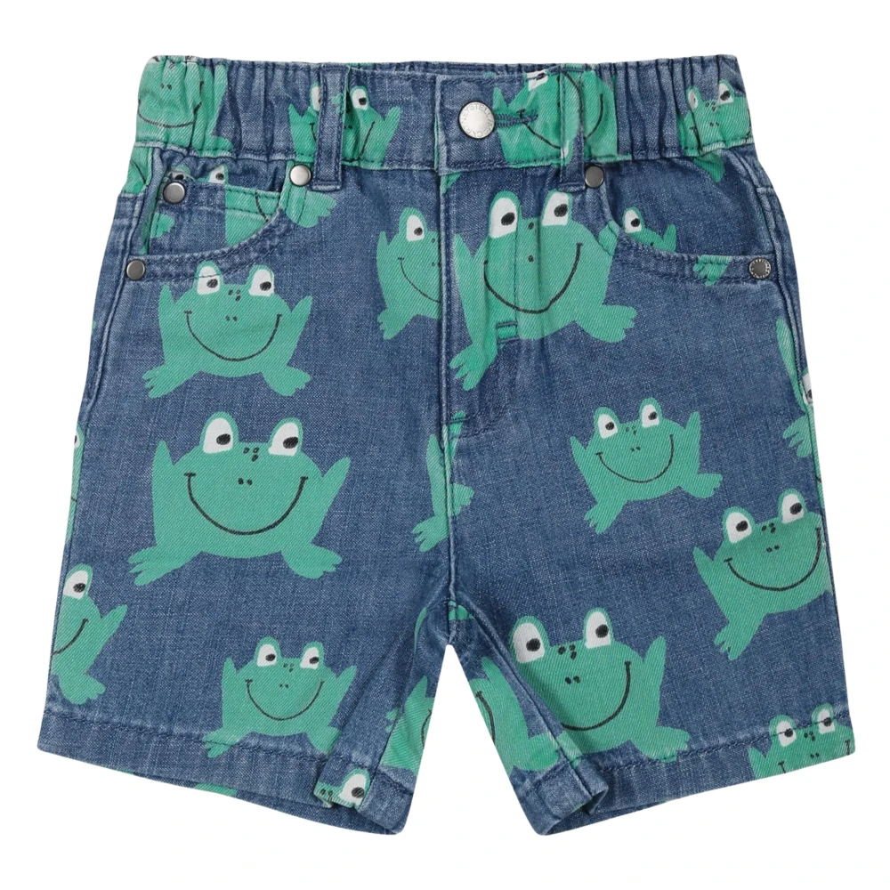Stella Mccartney Men's Blue Denim Frog Shorts For Baby Boys