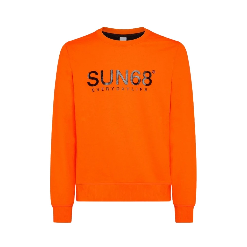 Sun68 Fluorescerend Katoenen Ronde Hals T-shirt Orange Heren