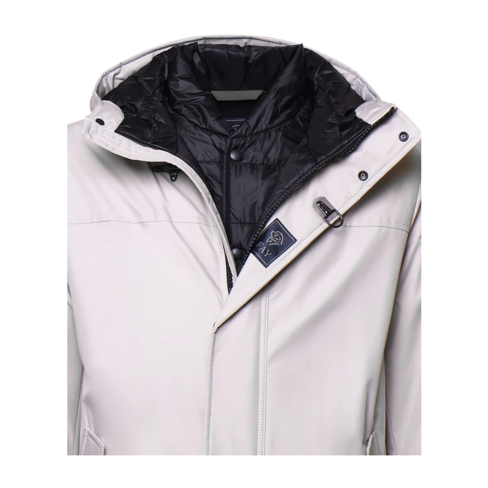 Fay Nylon Caban met Geïntegreerde Capuchon White Heren
