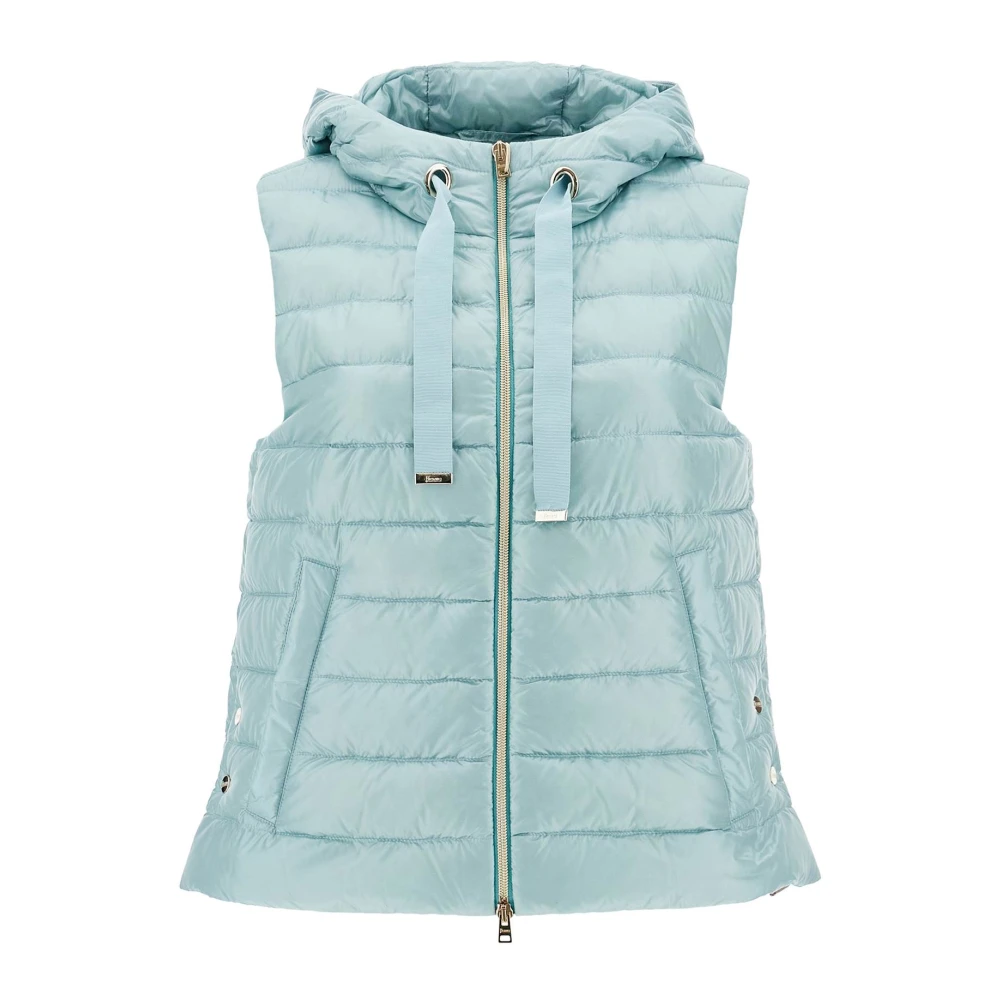 Herno Licht gewatteerd gilet met capuchon Blue Dames
