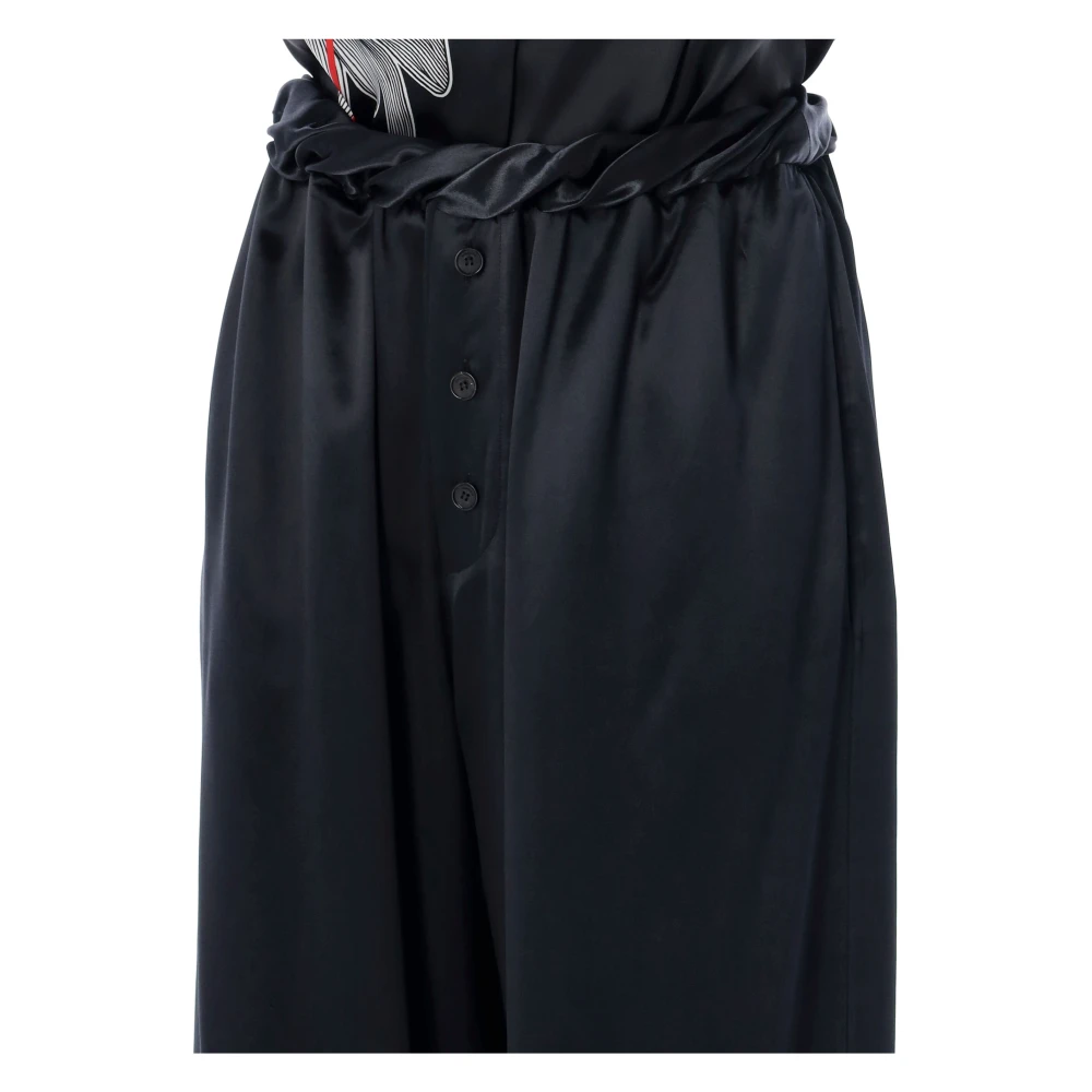 Salvatore Ferragamo Zwarte Satijnen Pyjamabroek Aw24 Black Dames