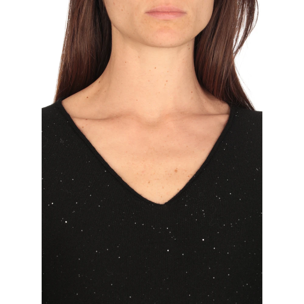Antonelli Firenze Zwarte Kasjmier Jurk met Lurex Details Black Dames