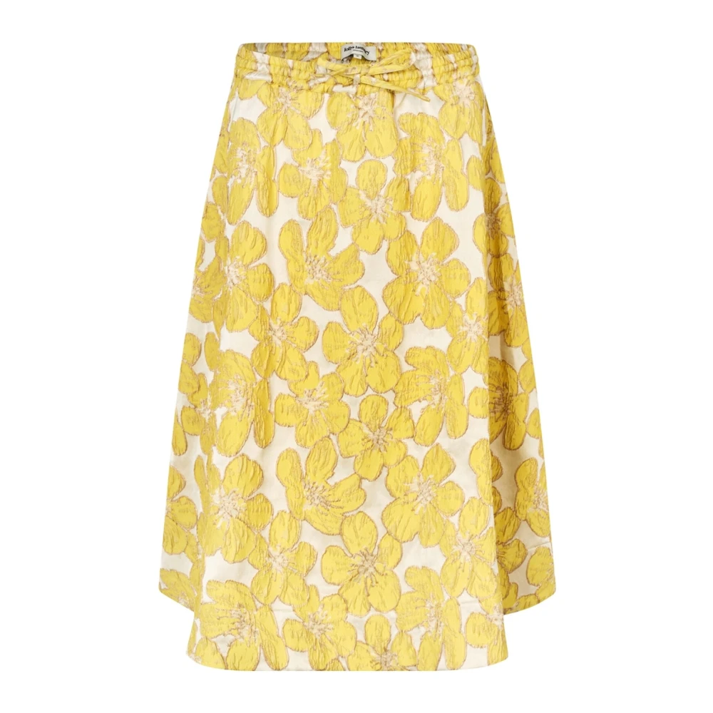 Lollys Laundry Bloemen Midi Rok Lichtgeel Yellow Dames