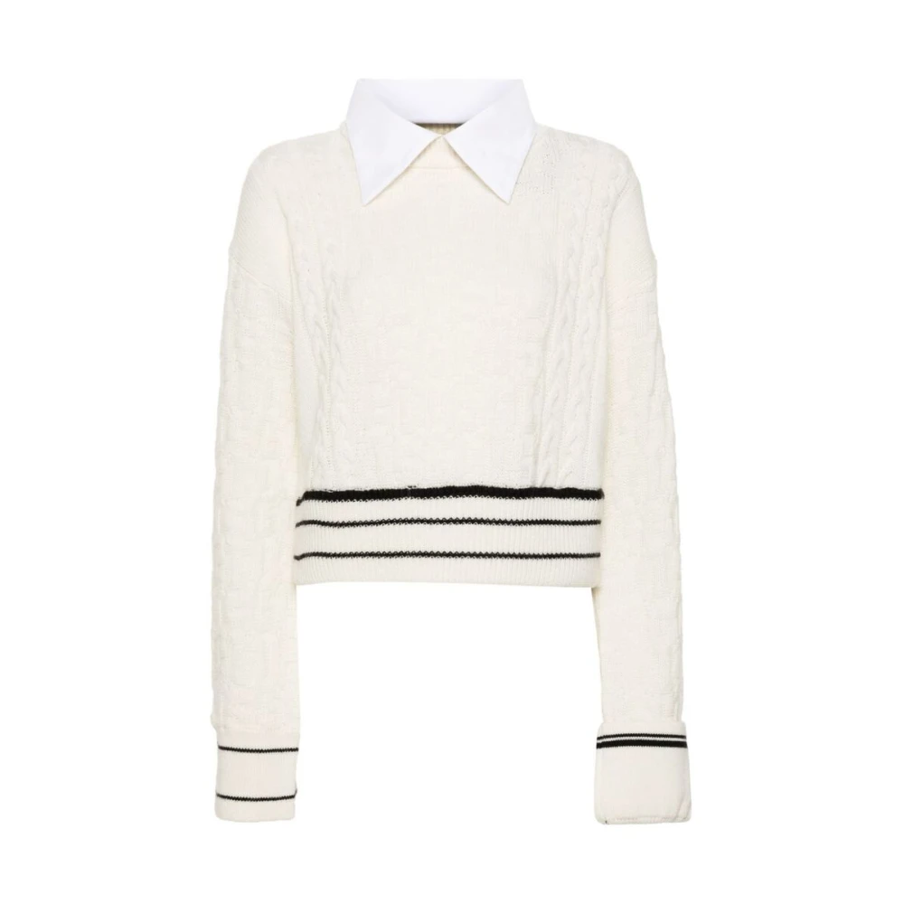 Gcds Off-White Gebreide Trui met Afneembare Kraag White Dames