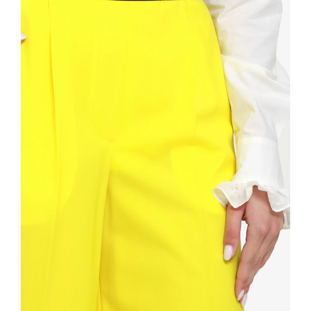 Msgm Gele Wollen Broek Rechte Pijp Yellow Dames