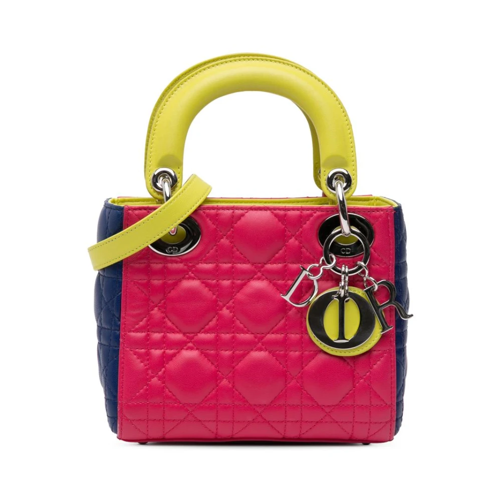Dior Vintage Women's Pink Pre-Owned Lady Dior Mini Quilted Handbag