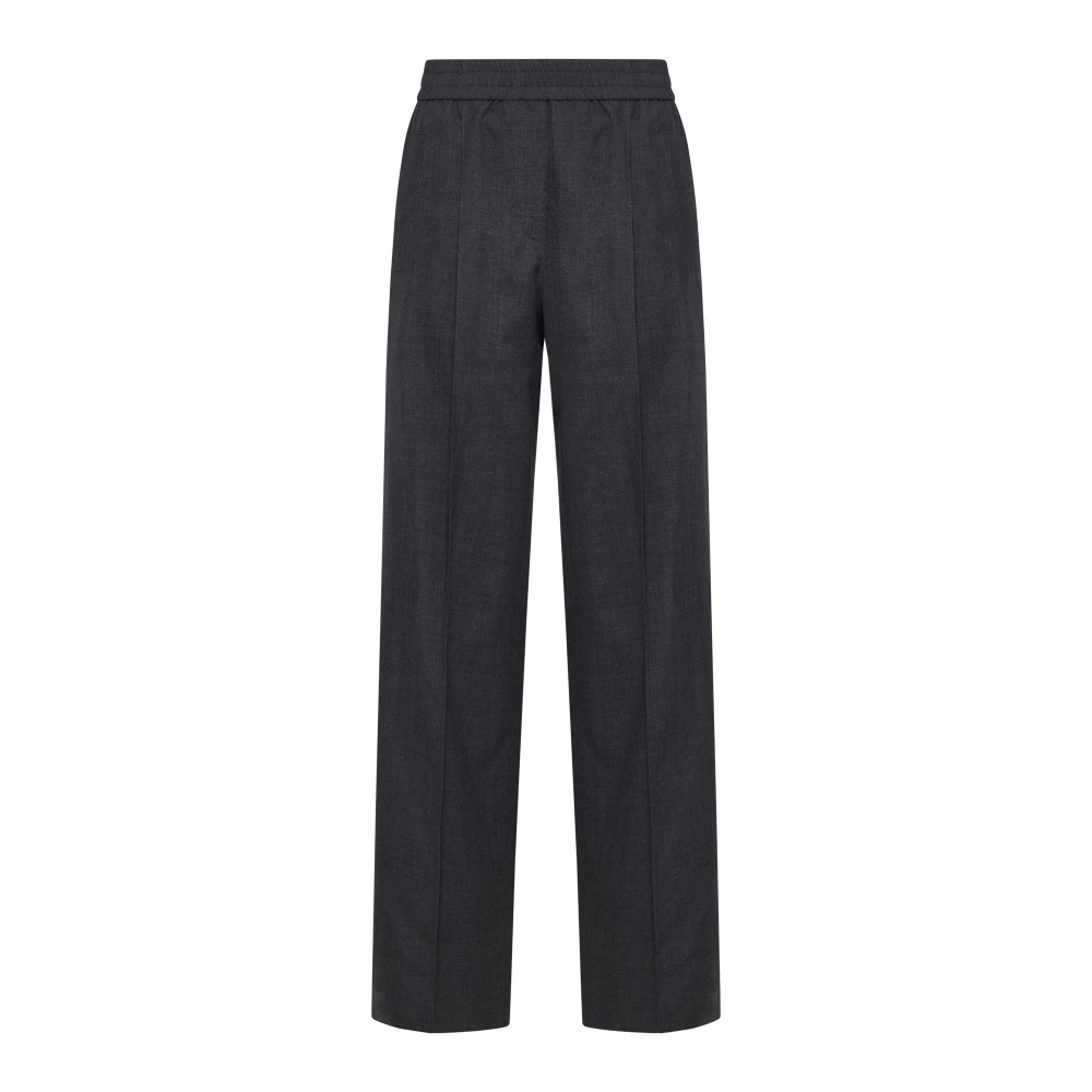 BRUNELLO CUCINELLI Donkergrijze Wol Elastische Taille Broek Gray Dames