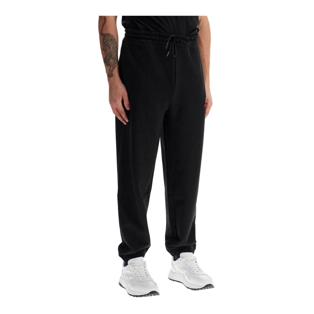 Hugo Boss Logo Joggers in Geborsteld Katoen Jersey Black Heren