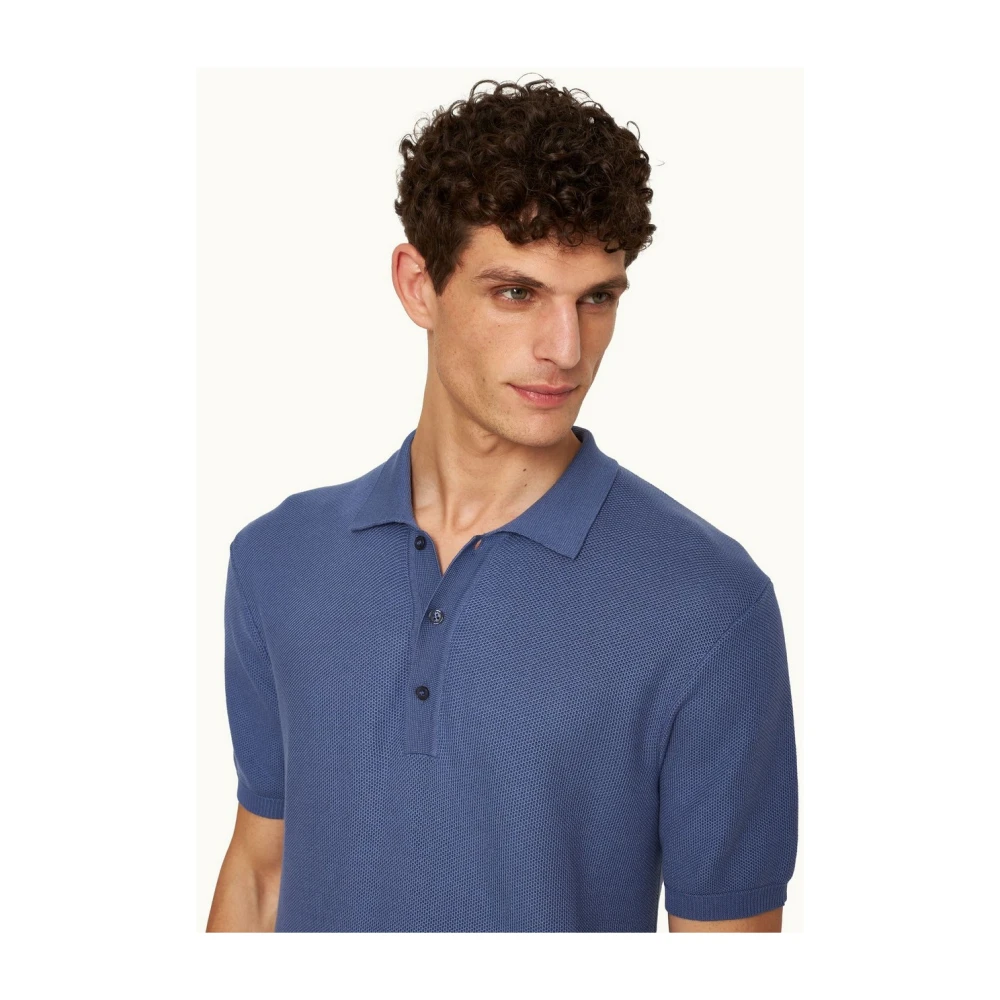 Orlebar Brown Blauw Gekamd Katoenen Poloshirt Blue Heren