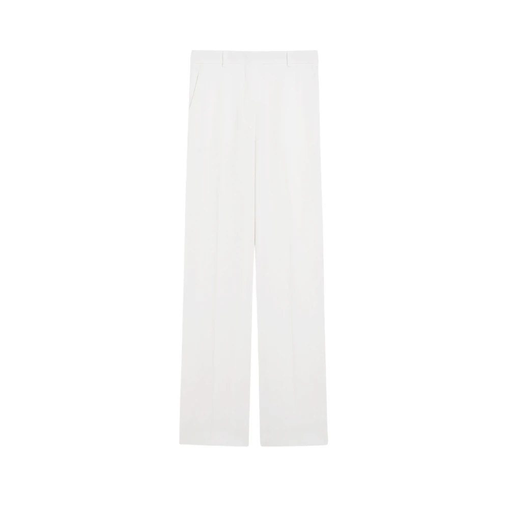 Max Mara Studio Zuivere wol crêpe satijnen broek White Dames