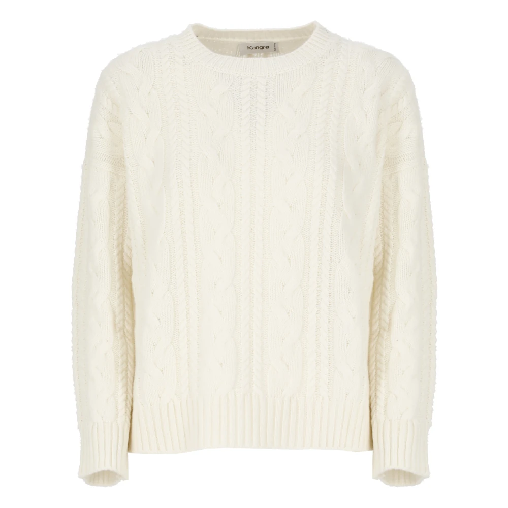 Kangra Witte Kasjmier Wol Jumper Crewneck Sweater White Dames