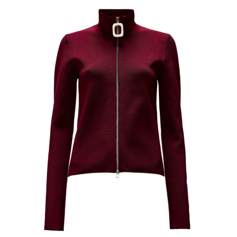 JW Anderson Burgundy Zip-Up Cardigan Red Dames