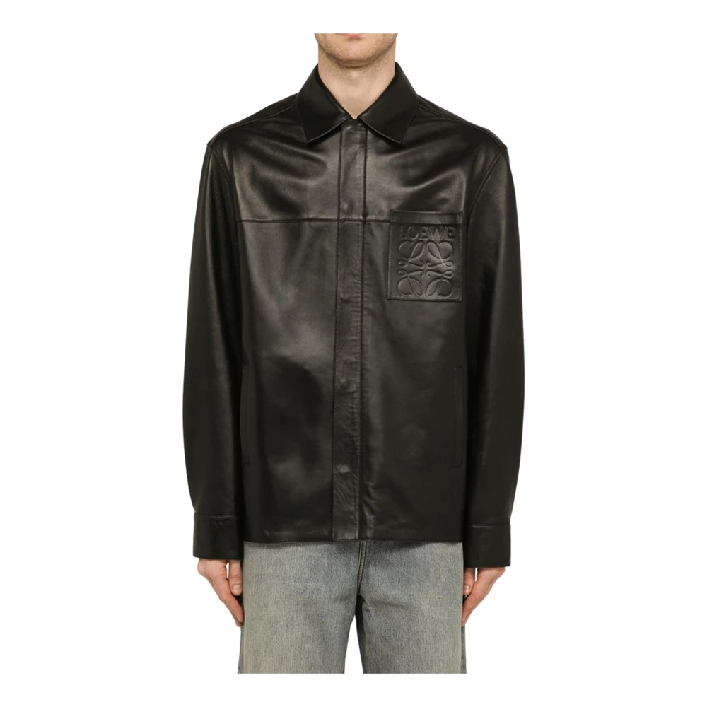 Loewe Zwarte leren jas voor mannen Black Heren