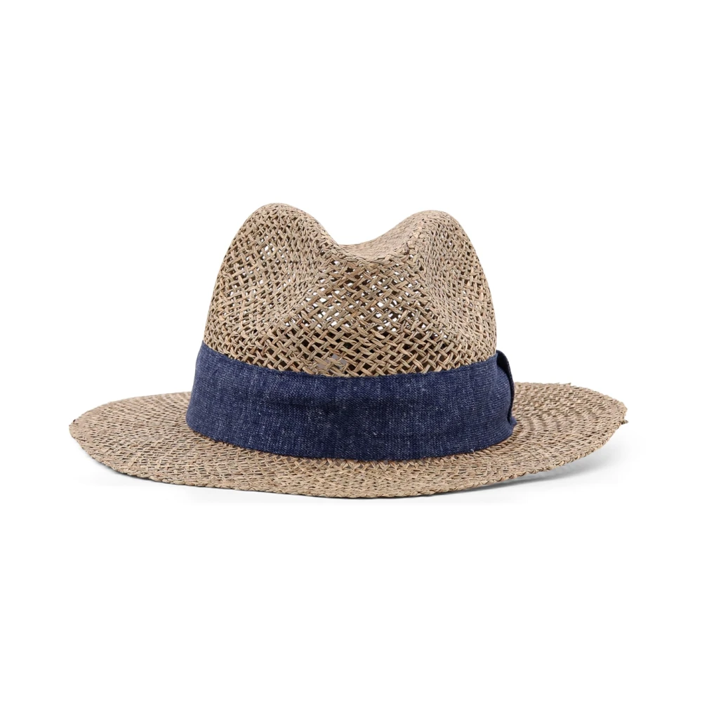 Kiton Strohoed met geborduurd logo Beige Heren