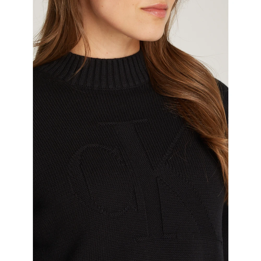 Calvin Klein Zwarte trui met intarsia ontwerp Black Dames