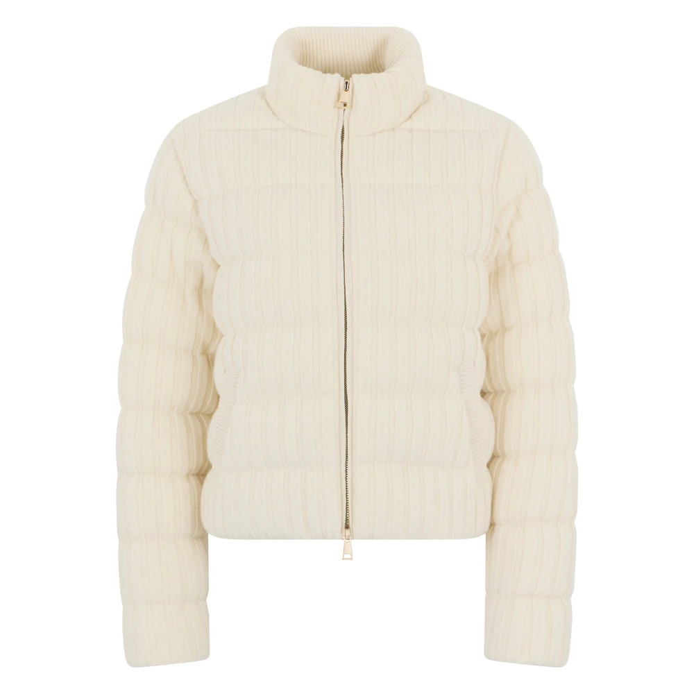 Moncler Women's White Wool & Cashmere Blend Padded Cardigan - Cardigans - L - Knitwear