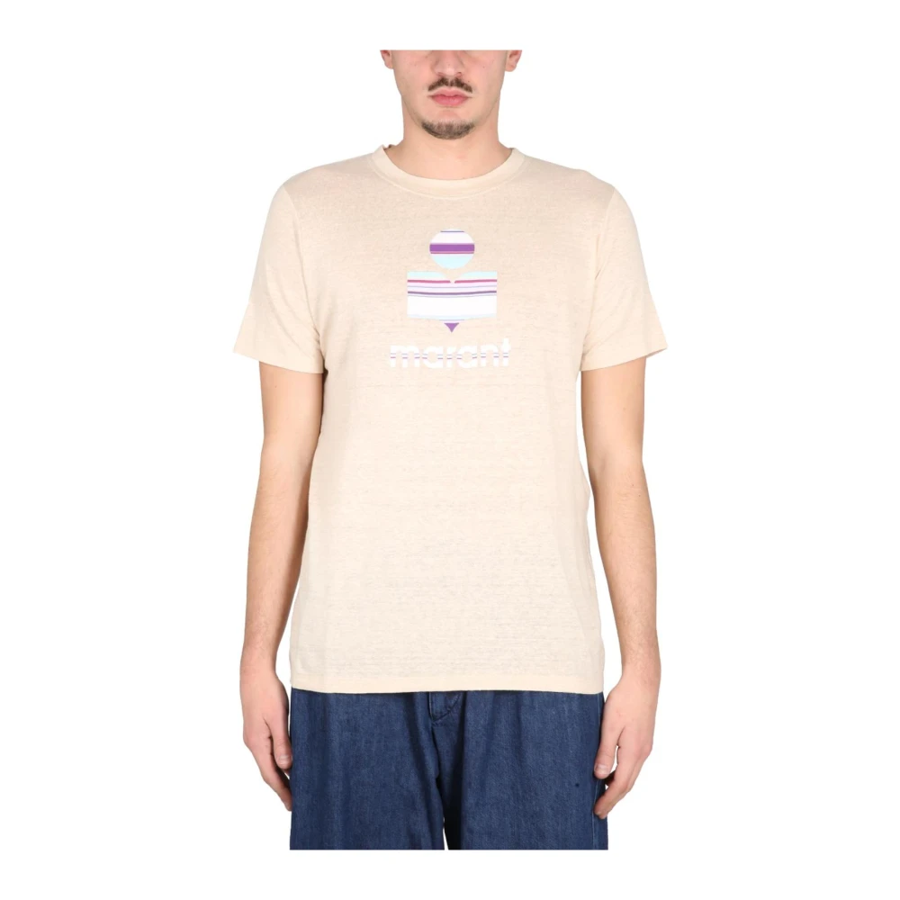 Isabel Marant Beige Graphic Logo T-Shirt