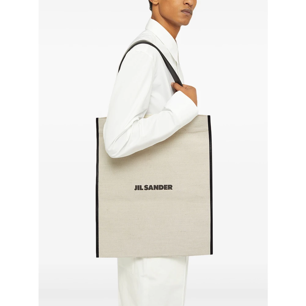 Jil Sander Minimalistische Canvas Shopper Tas Beige Heren