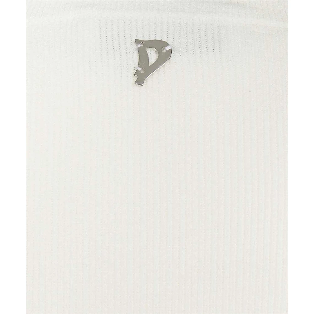 Dondup Gebreide viscose-blend top met uitsnijdingen White Dames